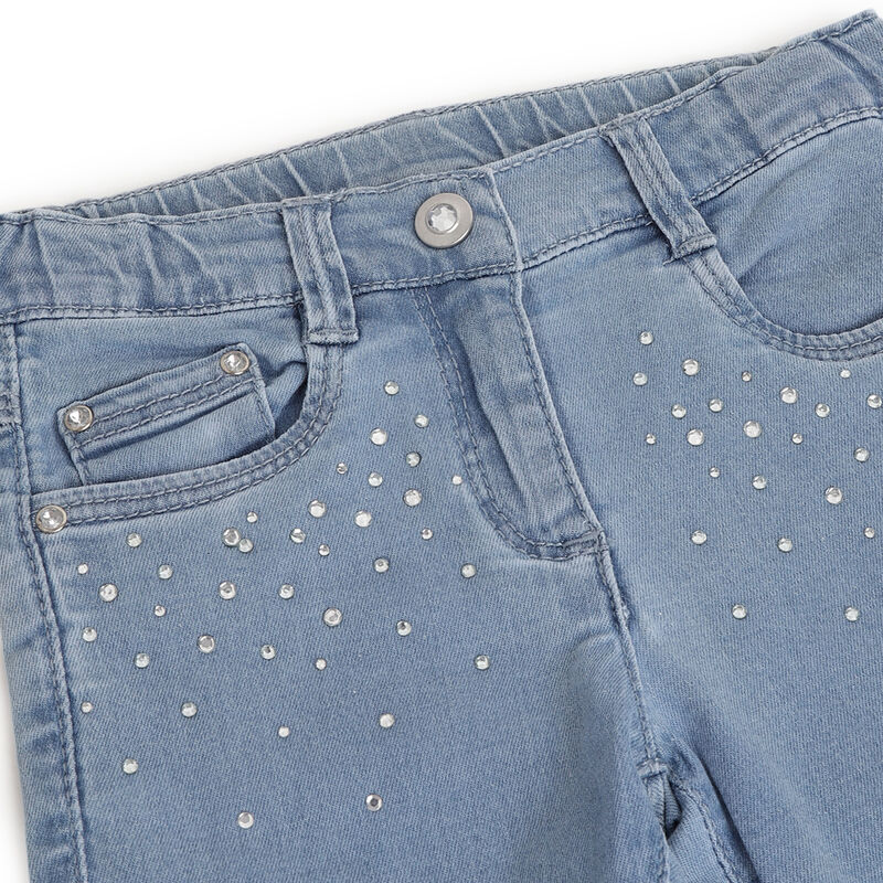 Girls Medium Light Blue Solid Jeans image number 2